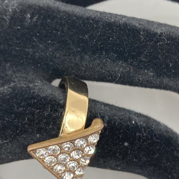 J.Crew Crystals Triangle Ring Size 7 Gold Tone - Picture 3 of 8